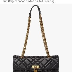 Kurt Geiger BRIXTON LOCK Black and Gold Quilted Shoulder Bag
